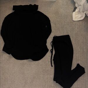 LOFT Black Turtleneck Sweater & Jogger Set